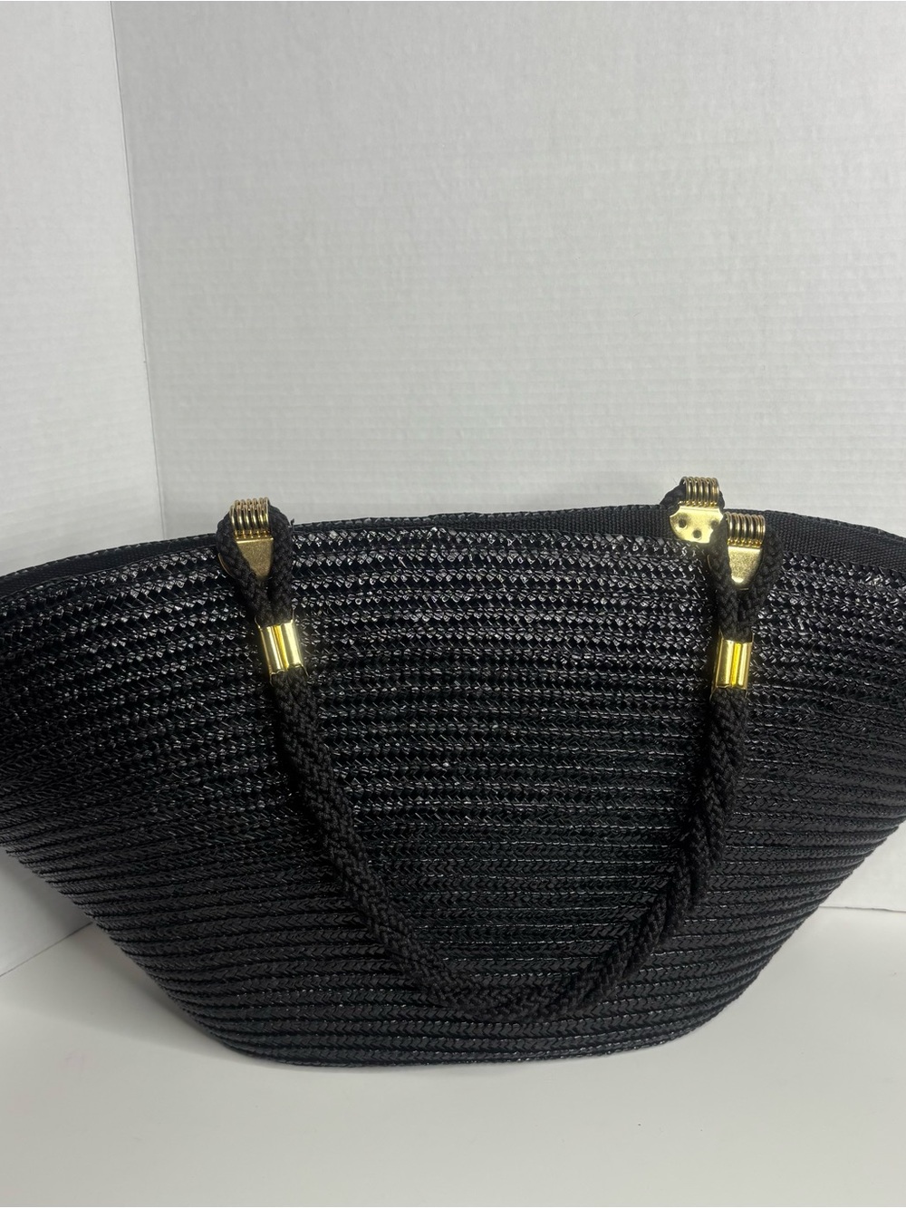 Black Woven Tote Bag - Classic Handheld Style - Picture 3 of 14